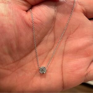 14K White Gold Floating Style Solitaire Lab Grown Diamond Necklace
